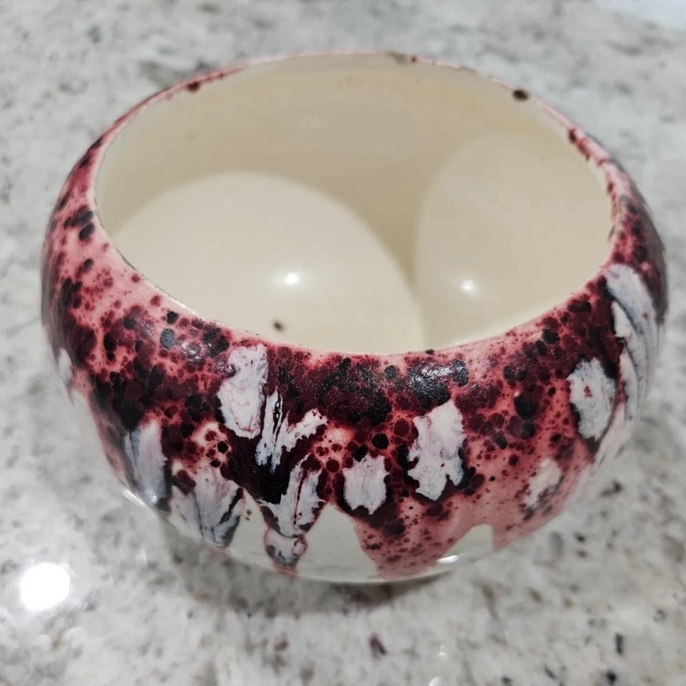 Beautiful Wine Red Drip Glazed Round Ceramic Pottery Bowl Kitchen Decor Holder